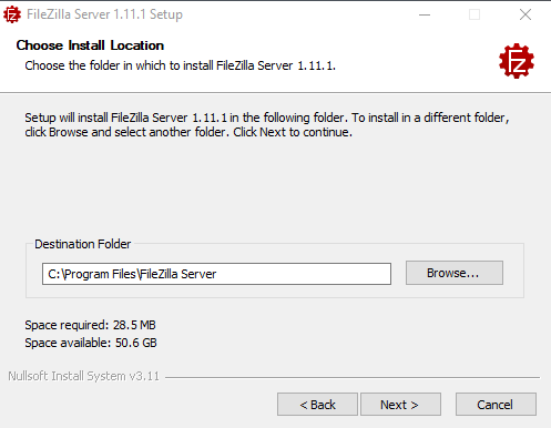 FileZilla Server - Kurulum Dizini